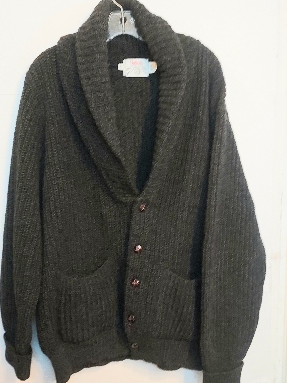 Orvis Classic Shawl-Collar Men's Cardigan Sweater - Dark Charcoal 90%wool Large